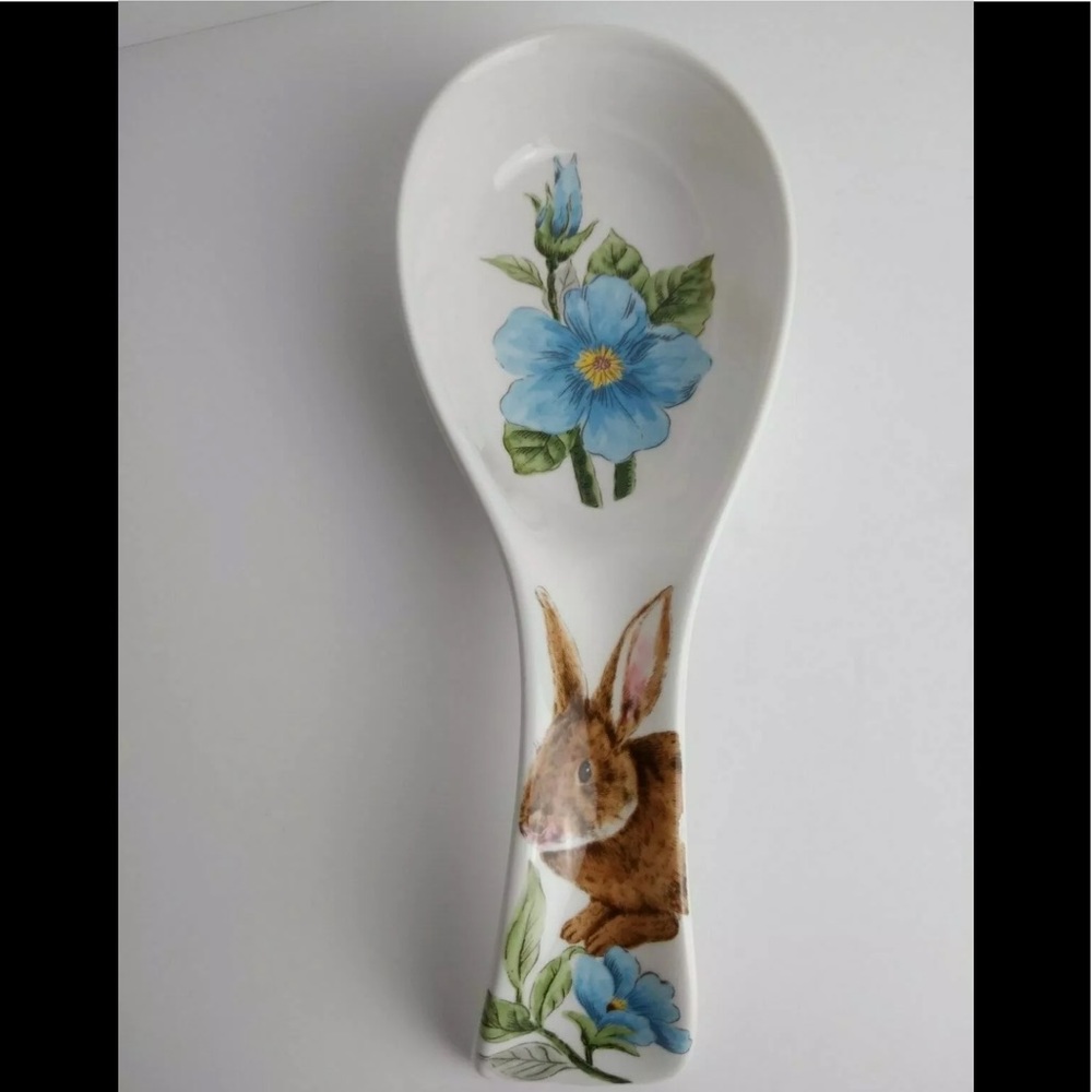 Maxcera Bunny Spring Ceramic Floral Easter collection Spoon Rest New